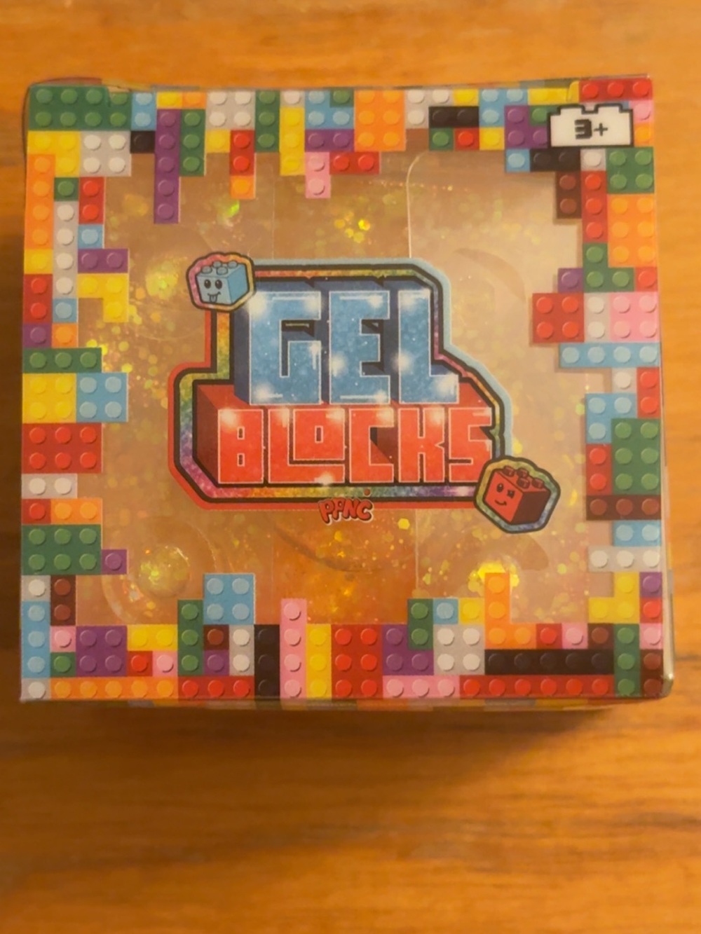 Orange Gel Blocks Toy with Colorful Brick Design. Squishy blocks that can stack!
